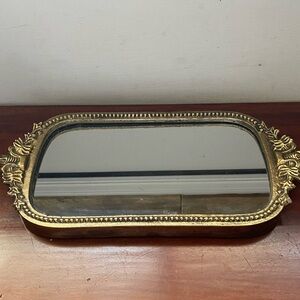 Elegant Gold Rectangular Mirror Tray